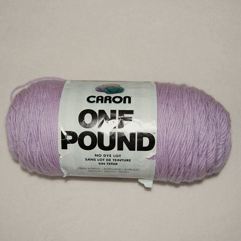 Caron One Pound Acrylic Yarn, #4 Worsted, Lilac + Free 20 oz Used Yarn